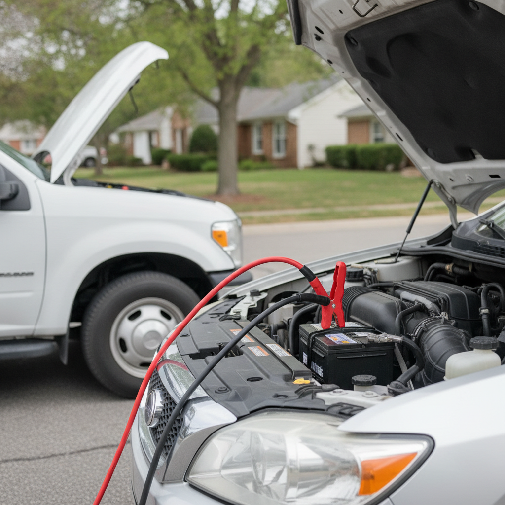 Jump Start Service with white truck - No Face and No Text